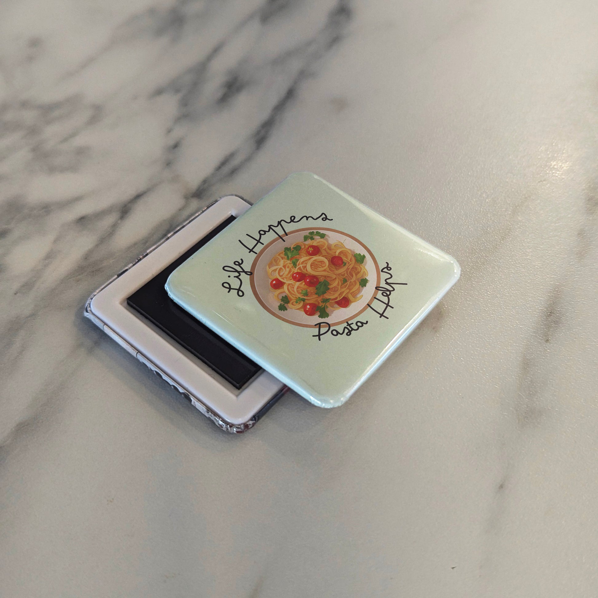 Life Happens, Pasta Helps Fridge Magnet - PhiloPerse