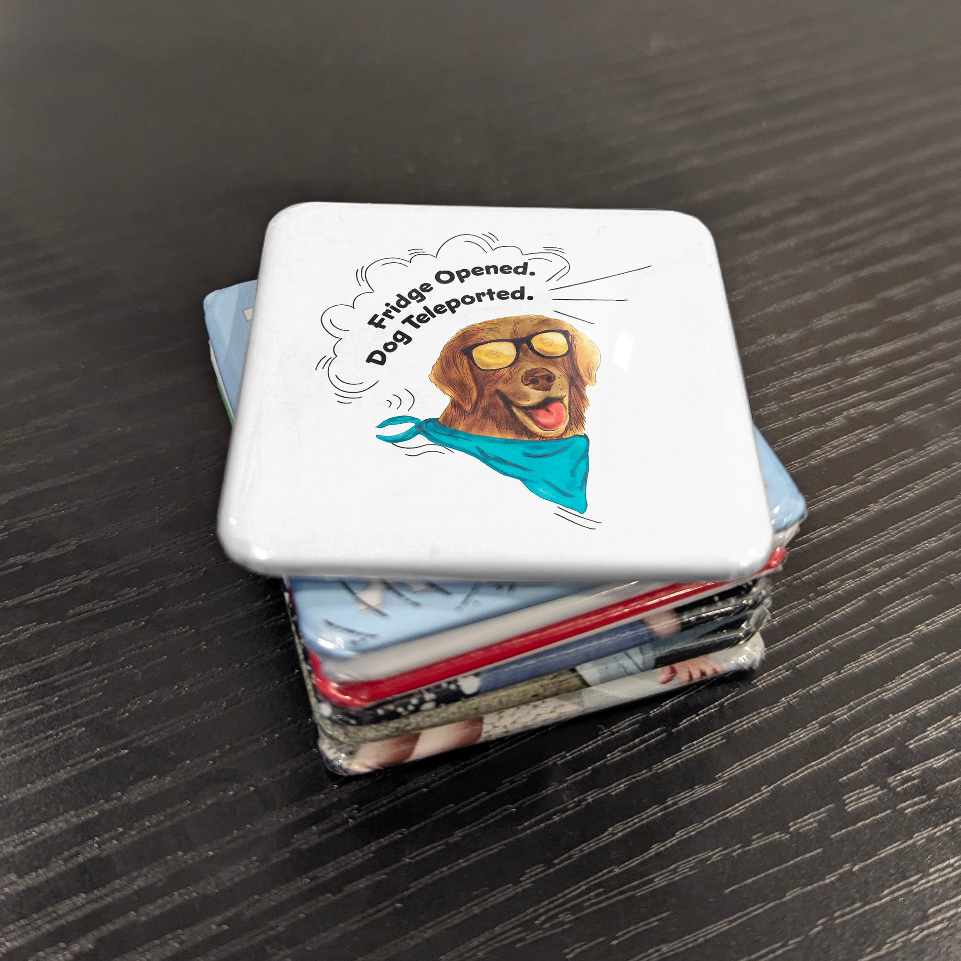 Fridge Opened, Dog Teleported Fridge Magnet - PhiloPerse