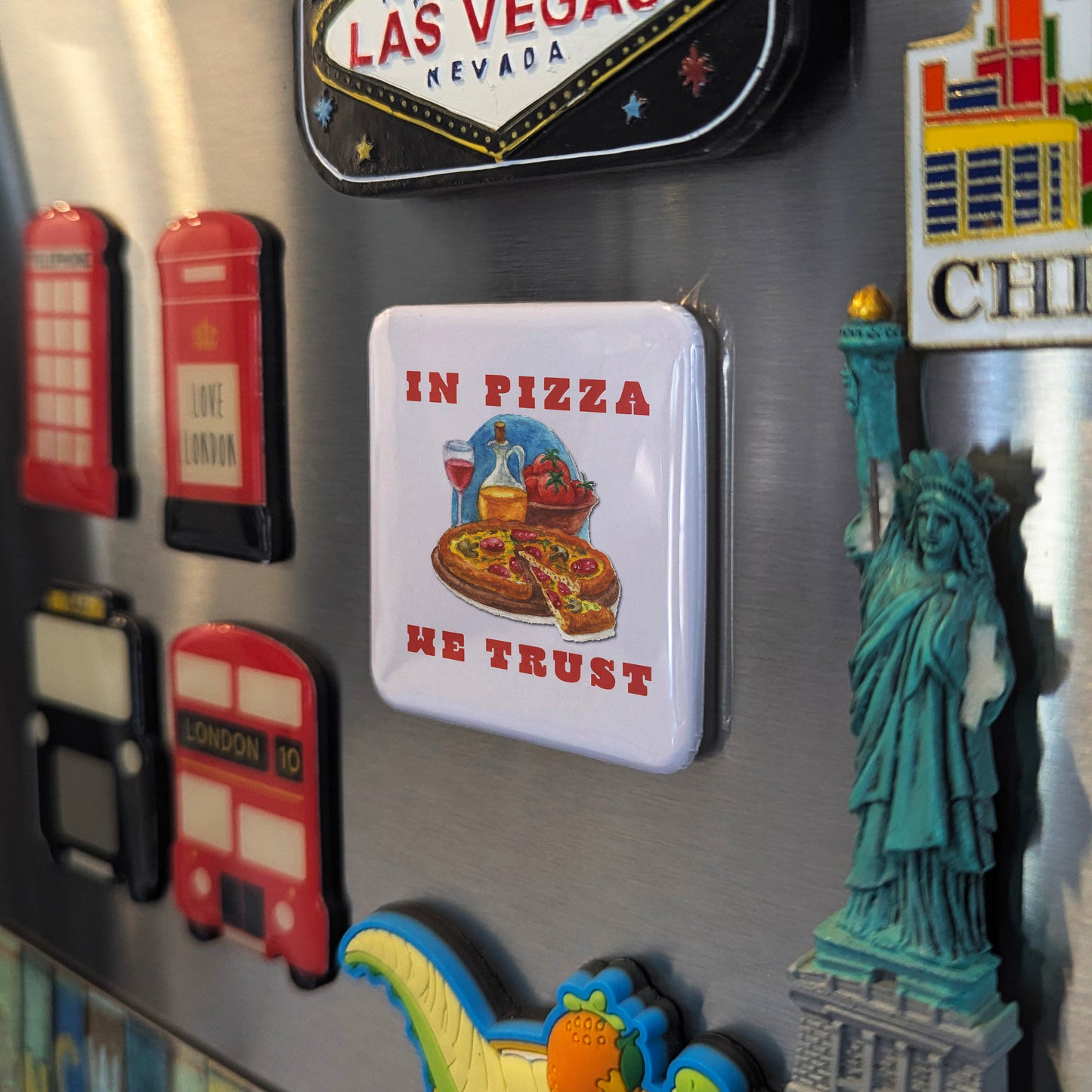 In Pizza We Trust Fridge Magnet - PhiloPerse