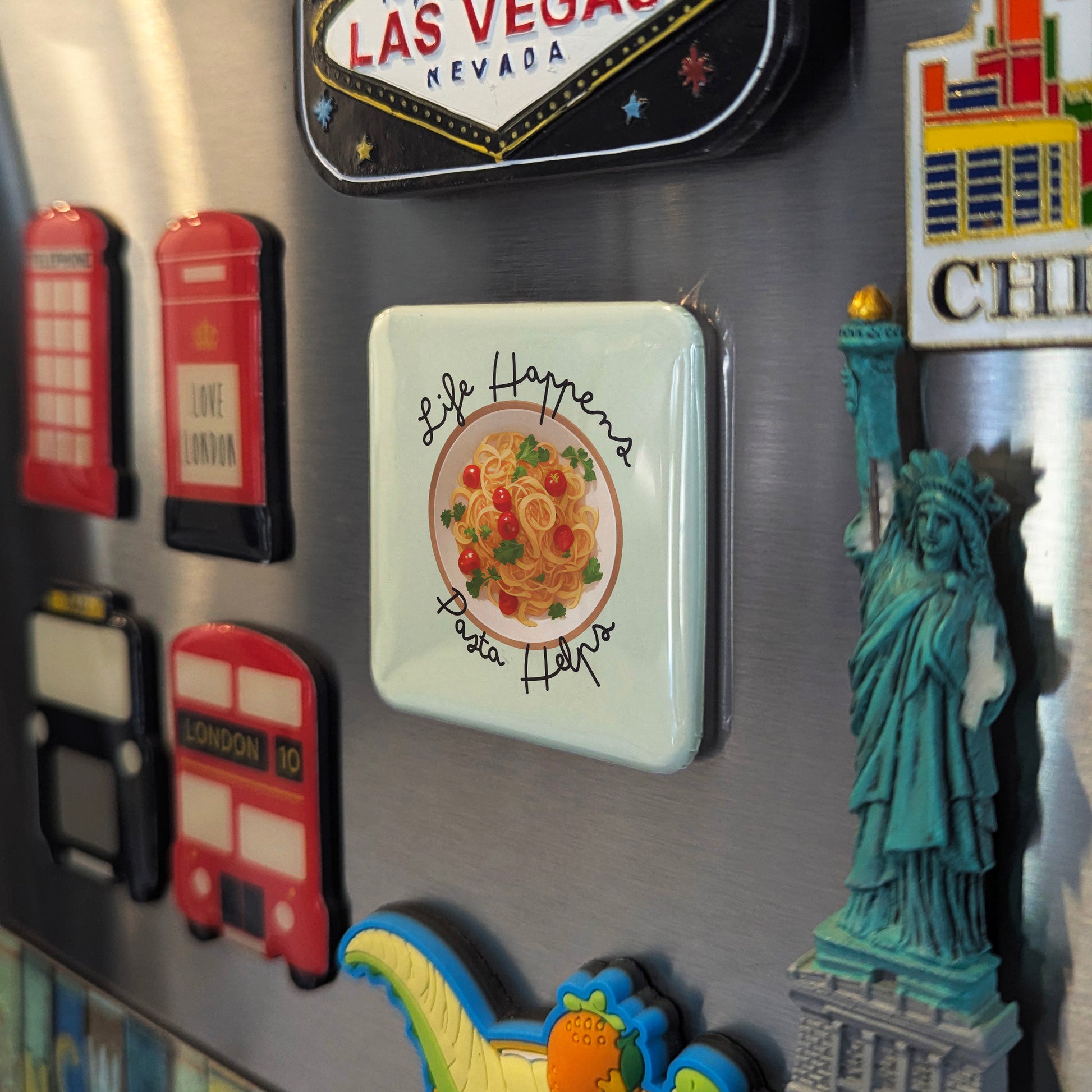 Life Happens, Pasta Helps Fridge Magnet - PhiloPerse
