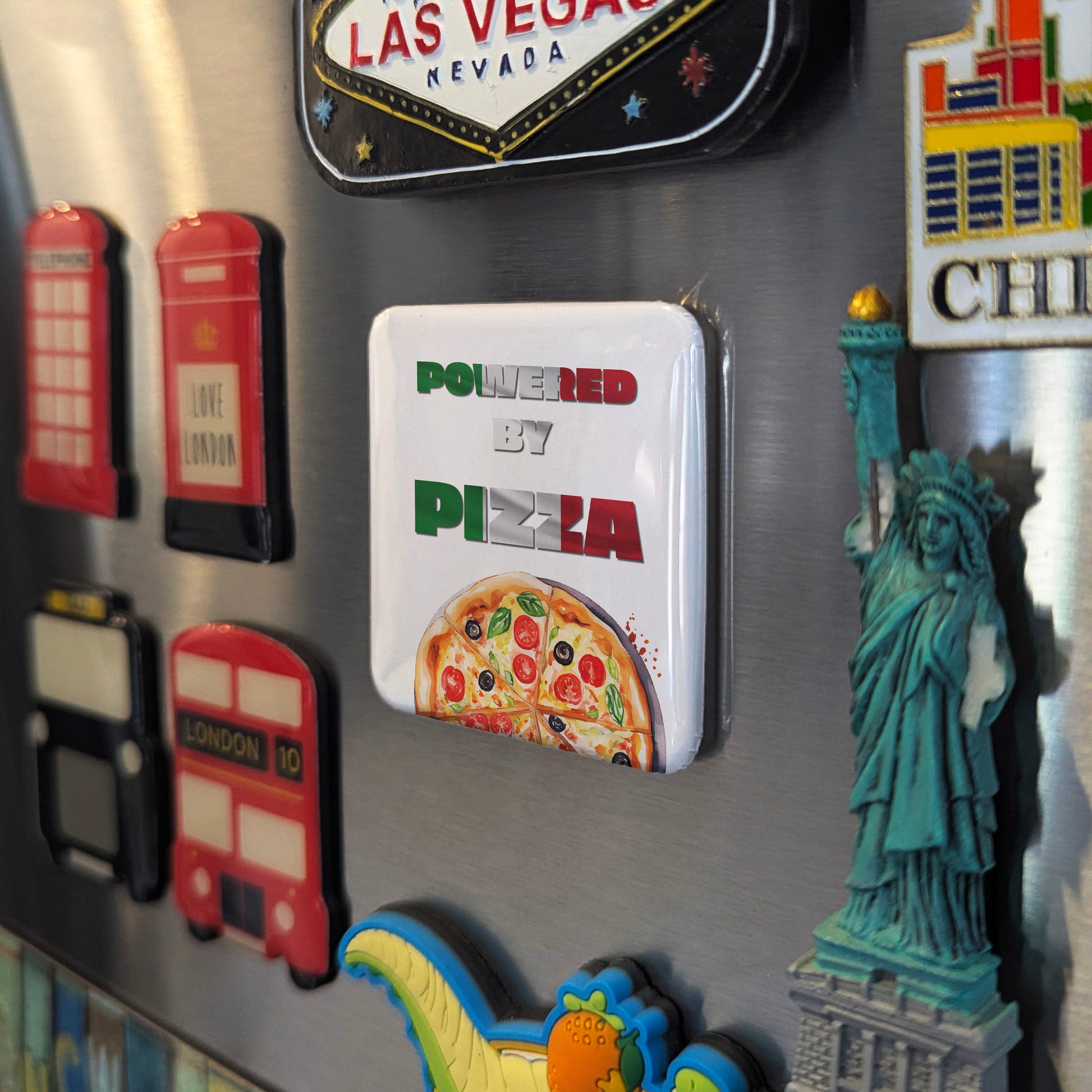 Powered by Pizza Fridge Magnet - PhiloPerse