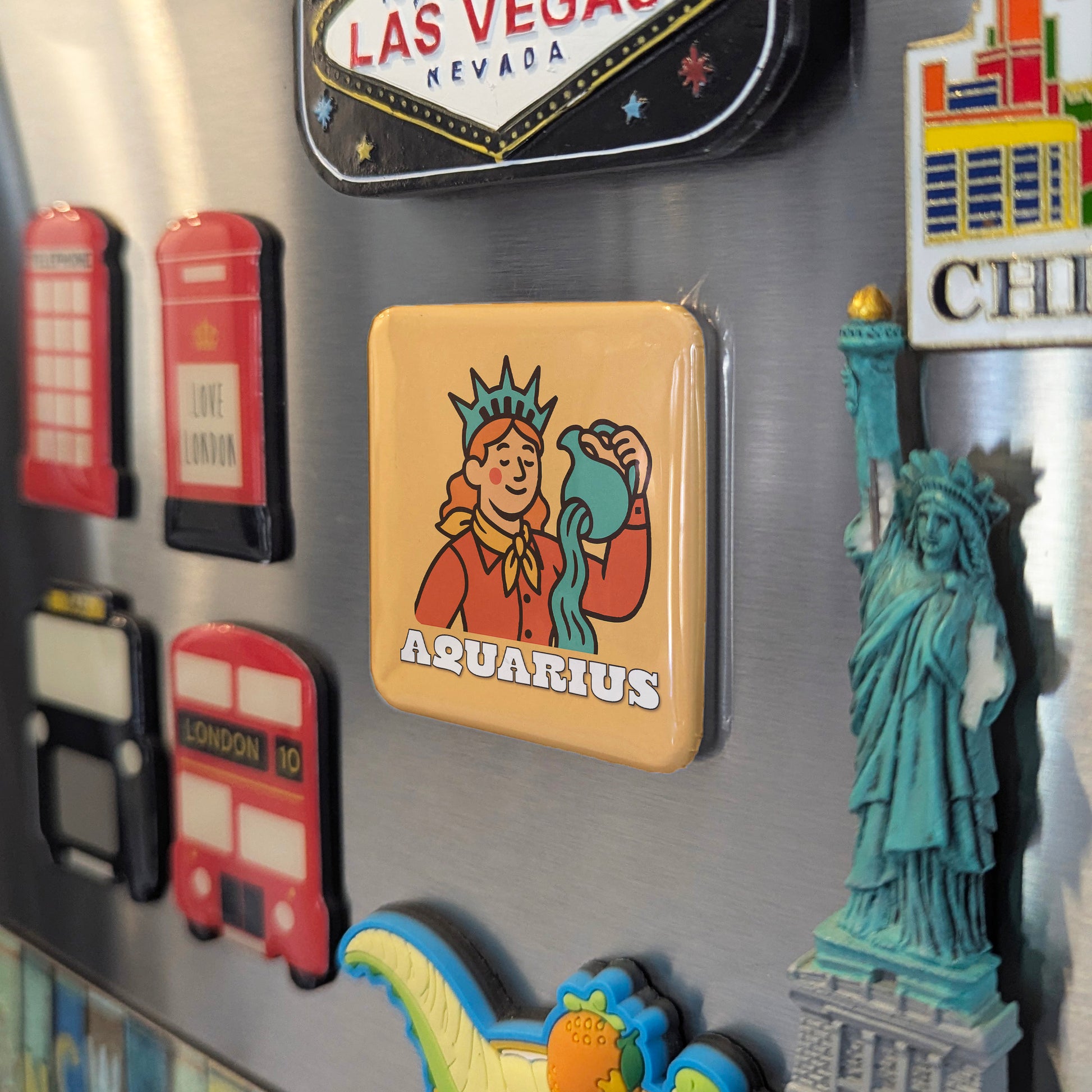 Western Aquarius Zodiac Fridge Magnet - PhiloPerse