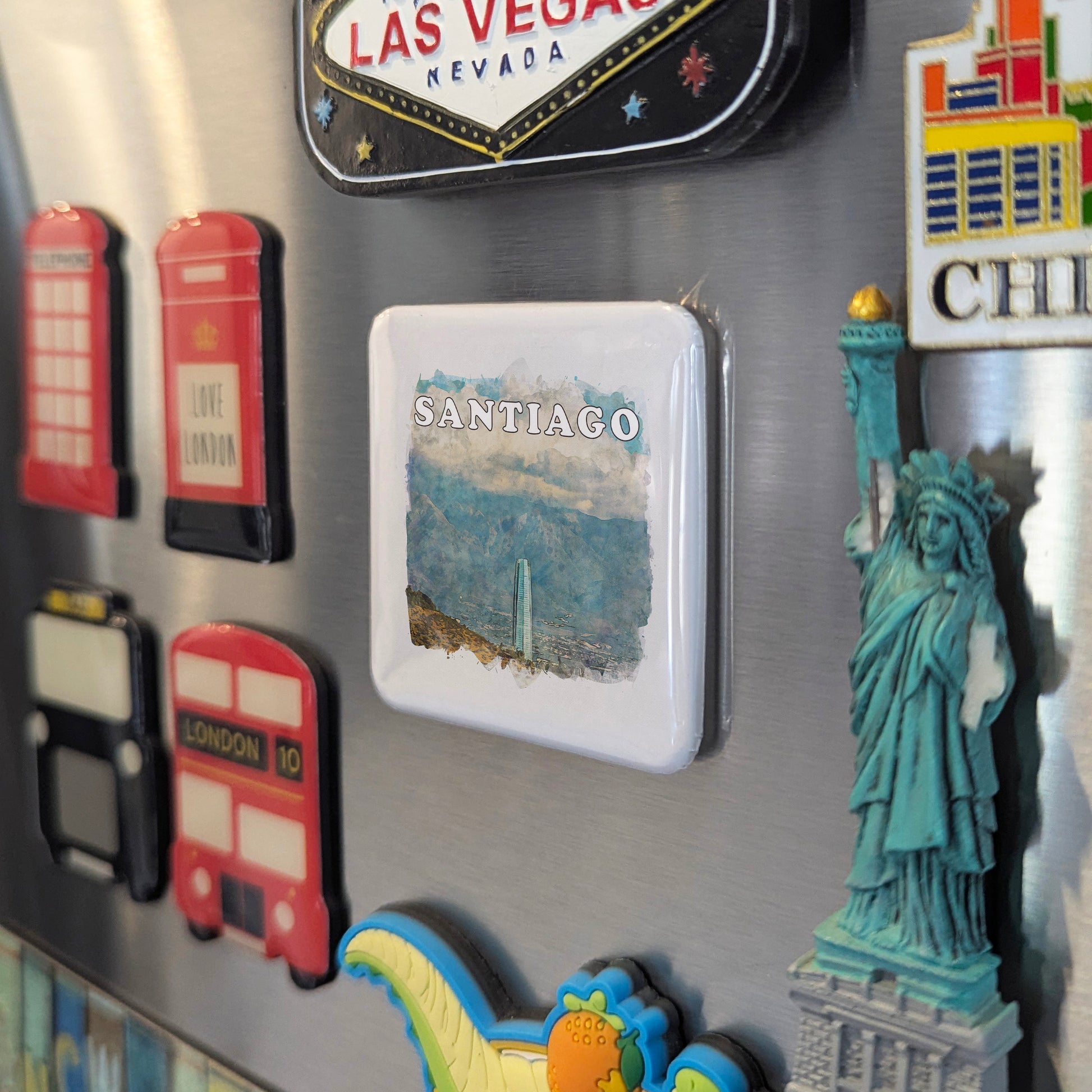 Santiago Chile Watercolor Fridge Magnet - PhiloPerse