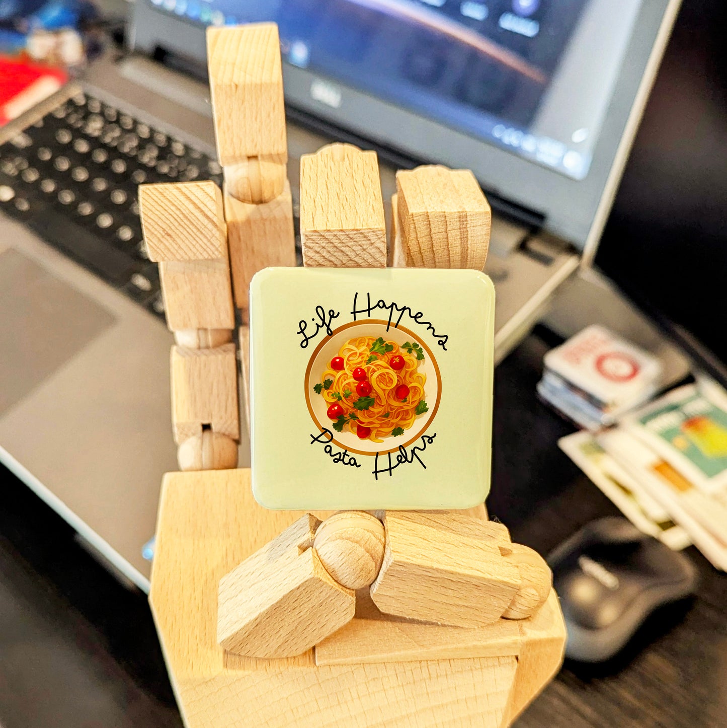 Life Happens, Pasta Helps Fridge Magnet - PhiloPerse