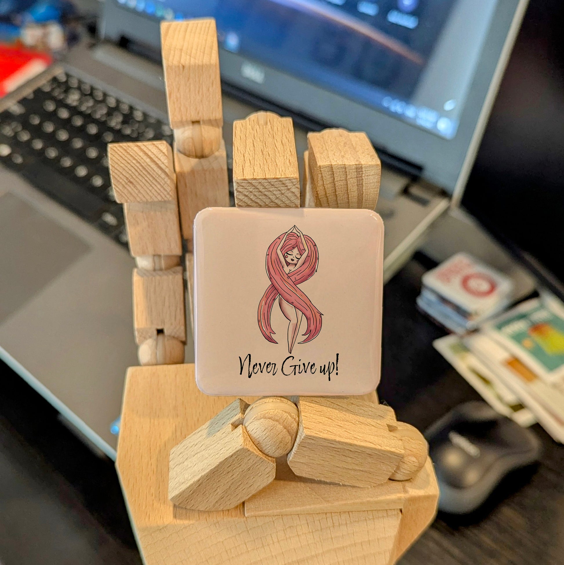 Never Give Up - Cancer Awareness Fridge Magnet - PhiloPerse