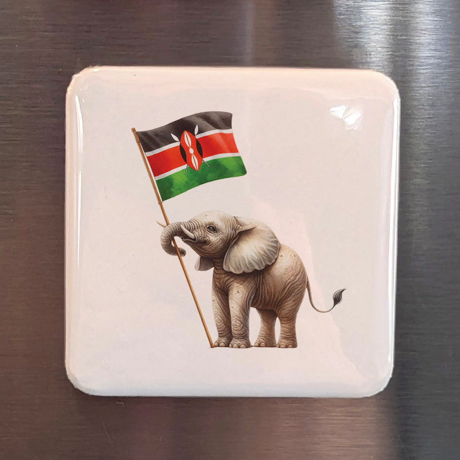 Kenya Africa Magnet | African Elephant of the Savanna | 2x2 | Made in Canada