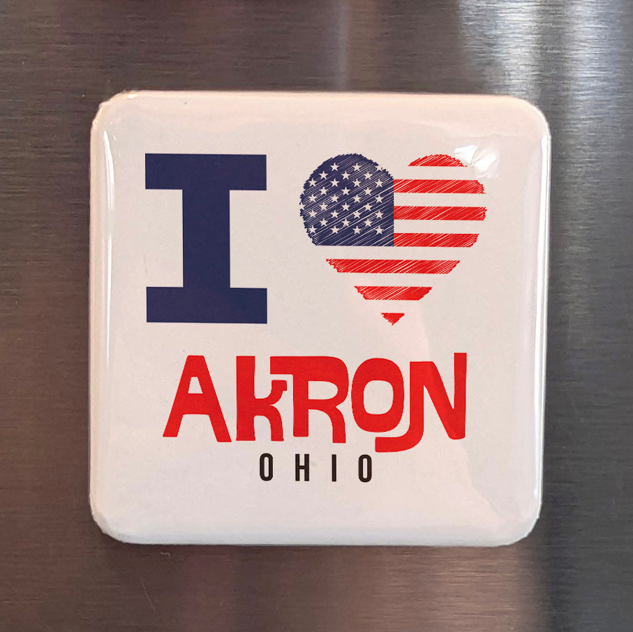 Akron Ohio Magnet | Rubber City Pride | 2×2 | Made in Canada - PhiloPerse