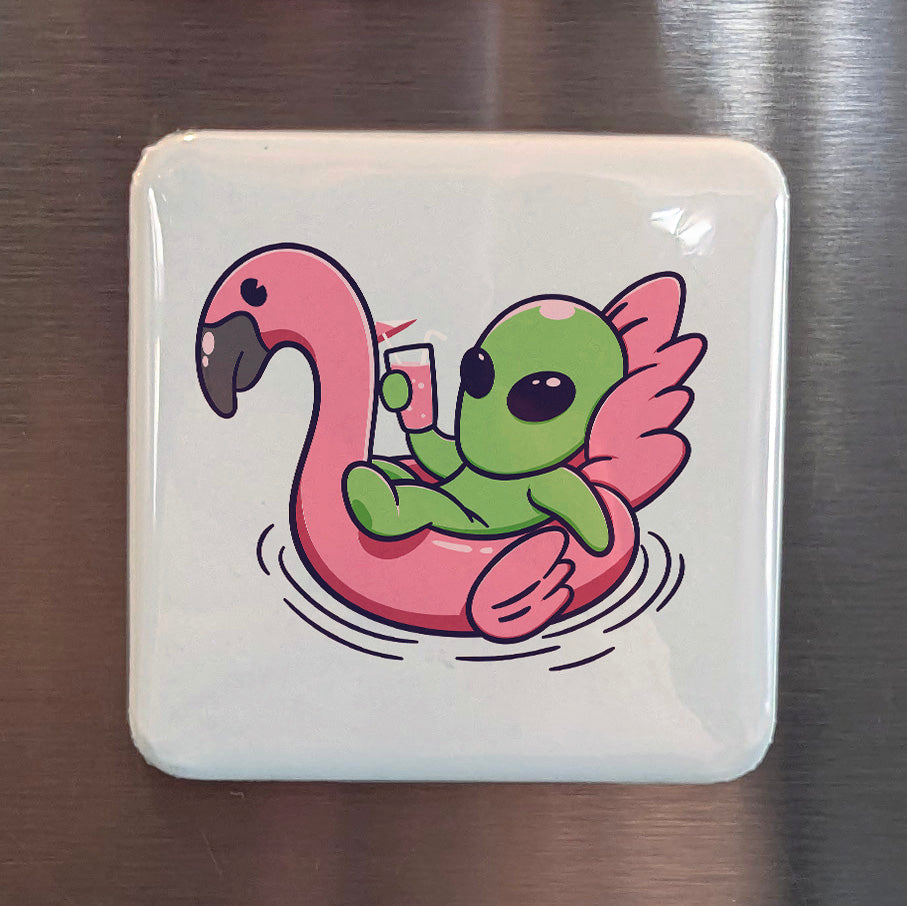 Alien Chilling Magnet | Poolside Escape | 2×2 | Made in Canada - PhiloPerse