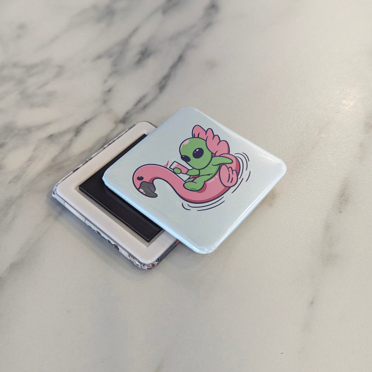 Alien Chilling Magnet | Poolside Escape | 2×2 | Made in Canada - PhiloPerse