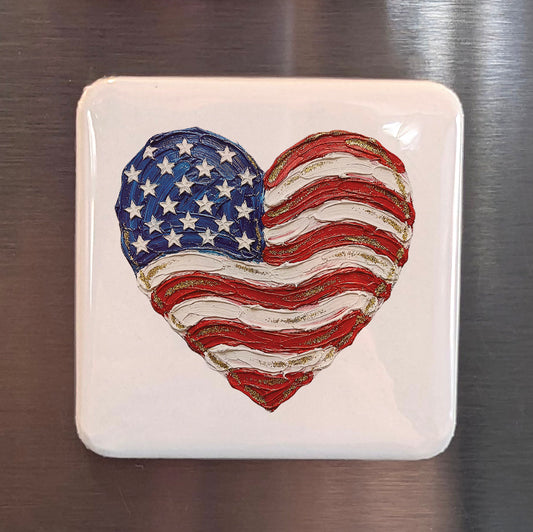 American flag in a heart Fridge Magnet - PhiloPerse