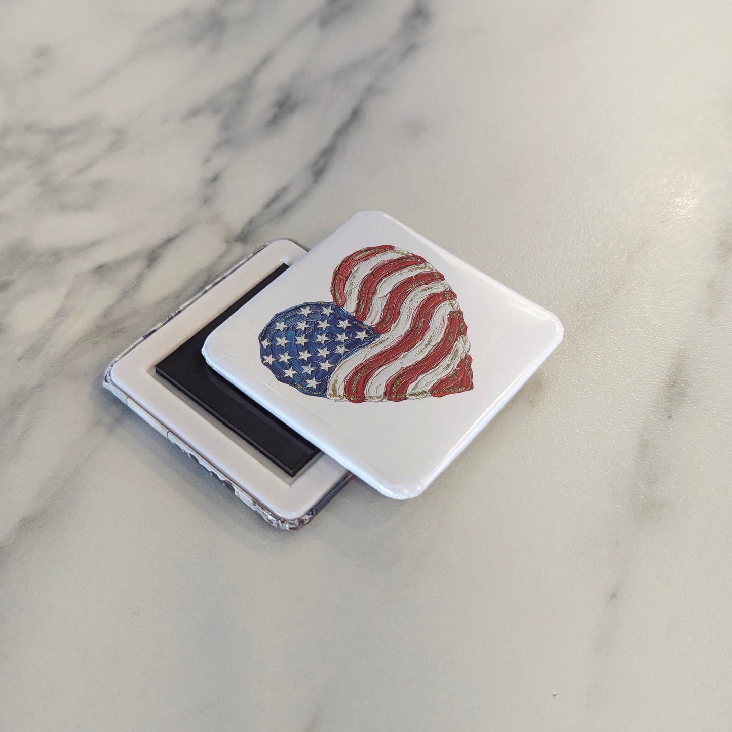 American flag in a heart Fridge Magnet - PhiloPerse
