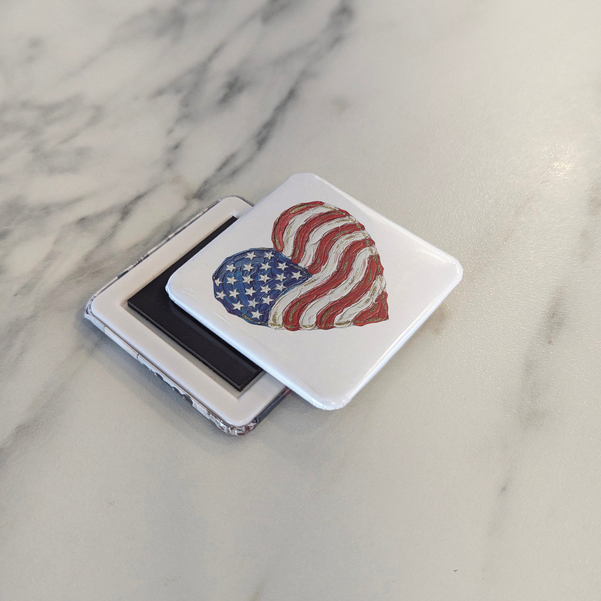 American flag in a heart Fridge Magnet - PhiloPerse
