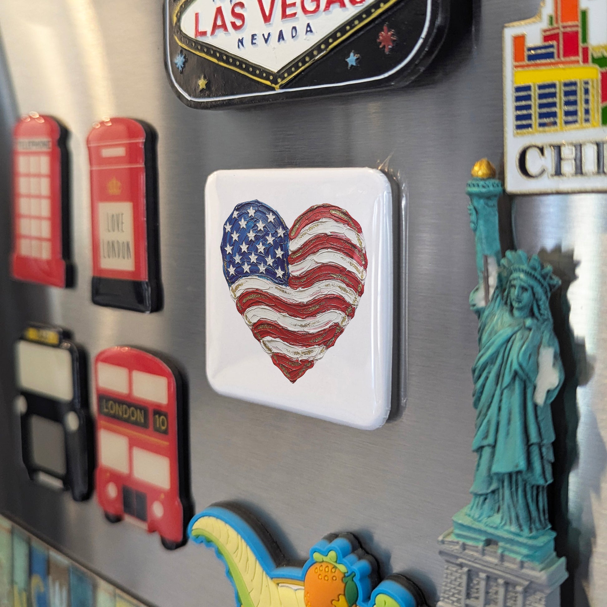 American flag in a heart Fridge Magnet - PhiloPerse