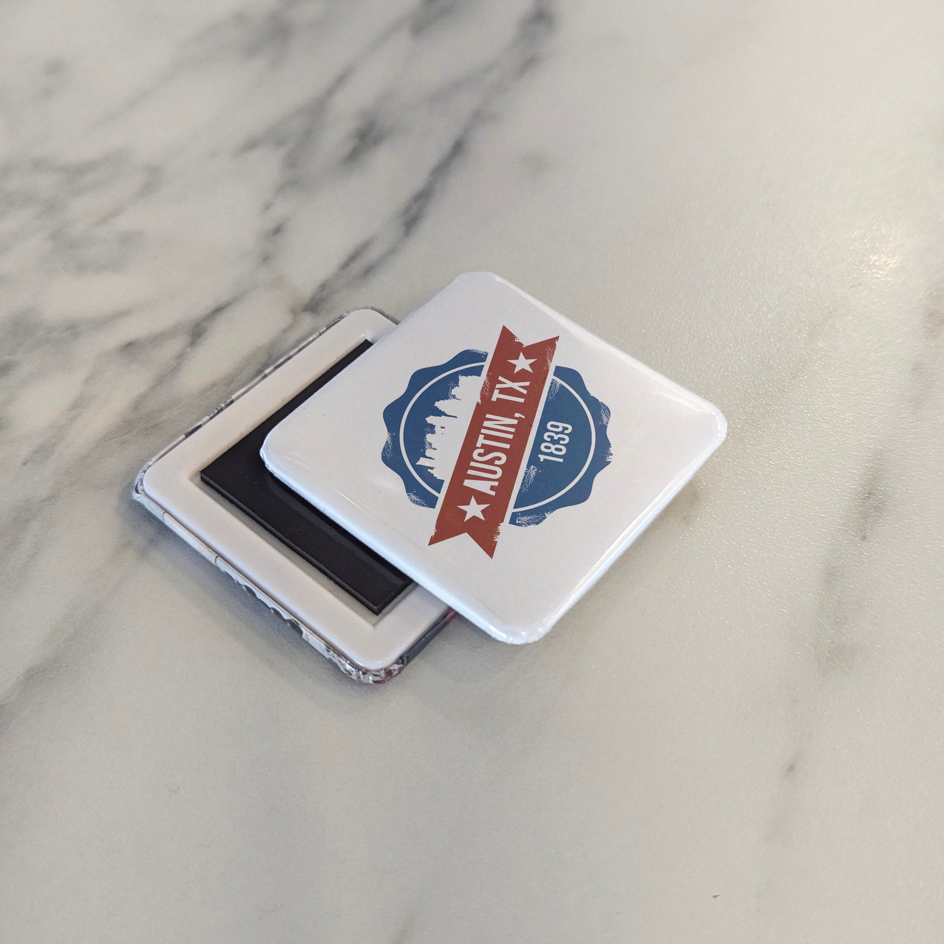Austin Texas Magnet | Est. 1839 Skyline Seal | 2×2 | Made in Canada - PhiloPerse