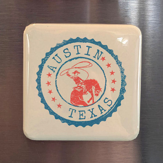 Austin Texas Magnet | Lone Star Cowboy | 2×2 | Made in Canada - PhiloPerse