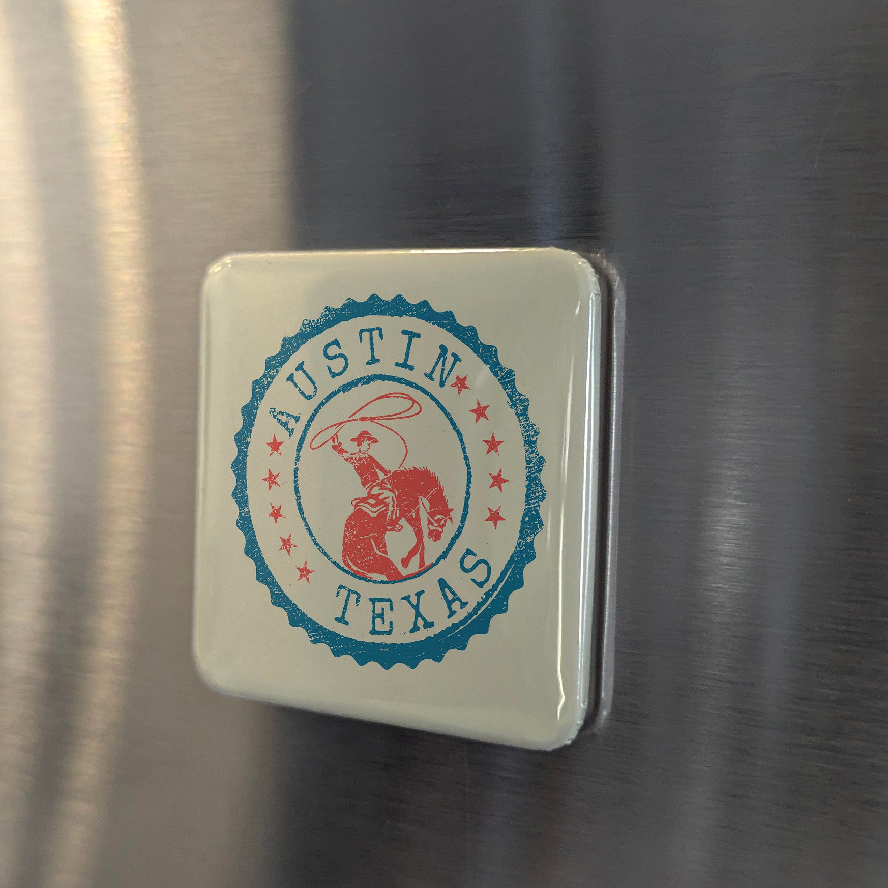 Austin Texas Magnet | Lone Star Cowboy | 2×2 | Made in Canada - PhiloPerse