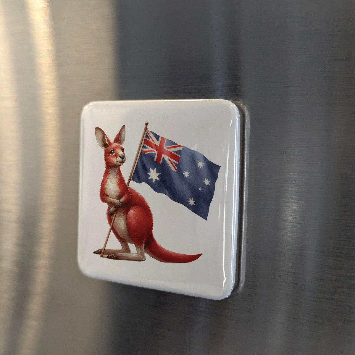 Australia Oceania Magnet | Red Kangaroo Under the Southern Cross | 2x2 | Made in Canada