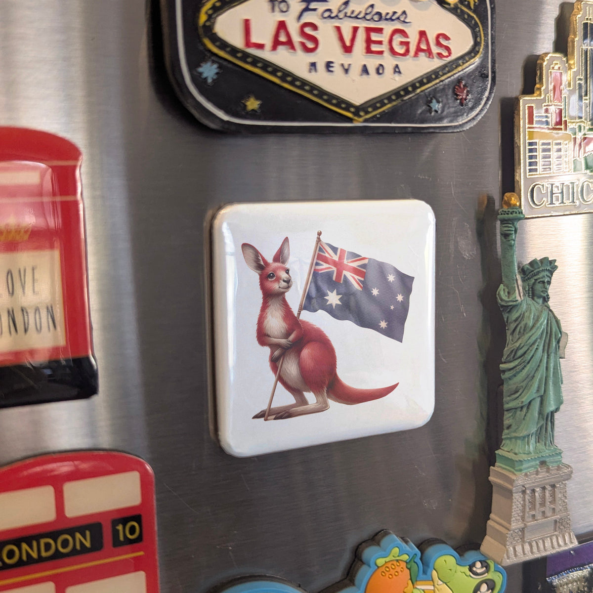 Australia Oceania Magnet | Red Kangaroo Under the Southern Cross | 2x2 | Made in Canada