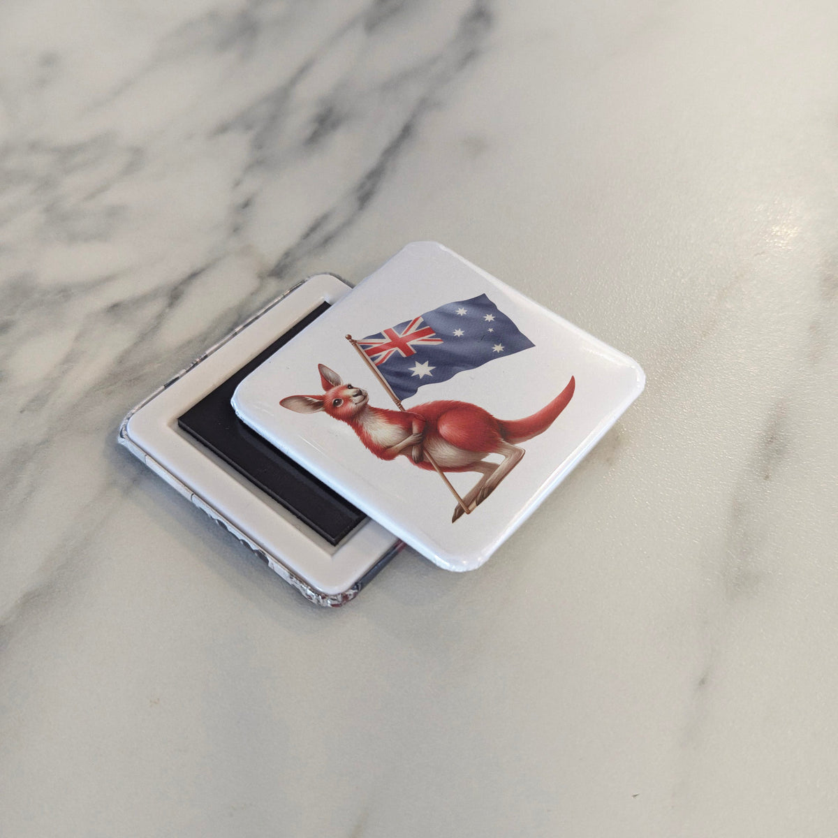 Australia Oceania Magnet | Red Kangaroo Under the Southern Cross | 2x2 | Made in Canada