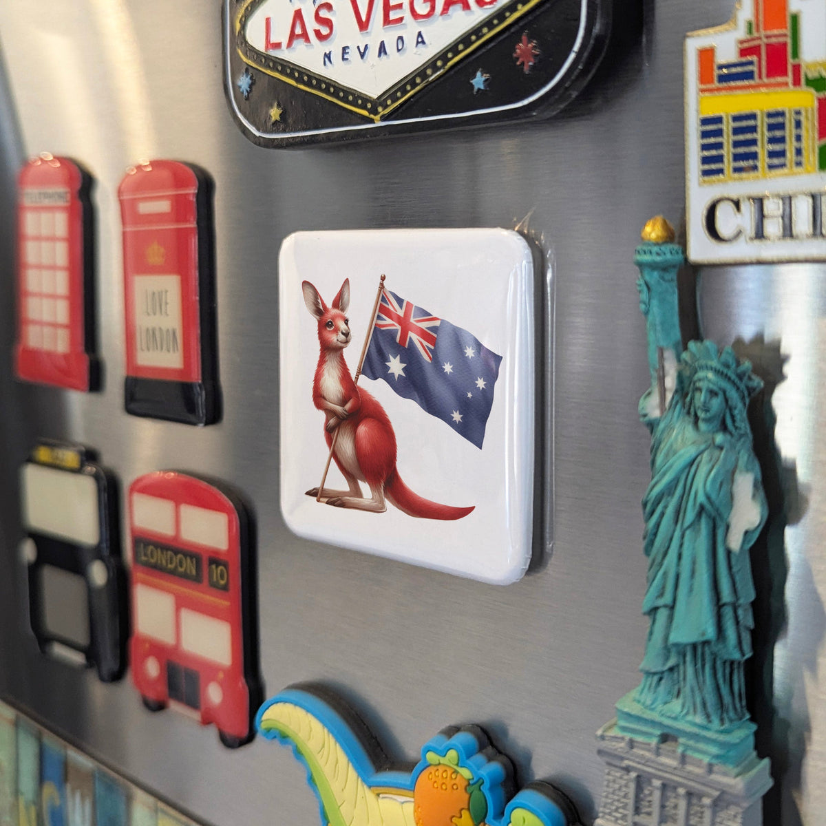 Australia Oceania Magnet | Red Kangaroo Under the Southern Cross | 2x2 | Made in Canada