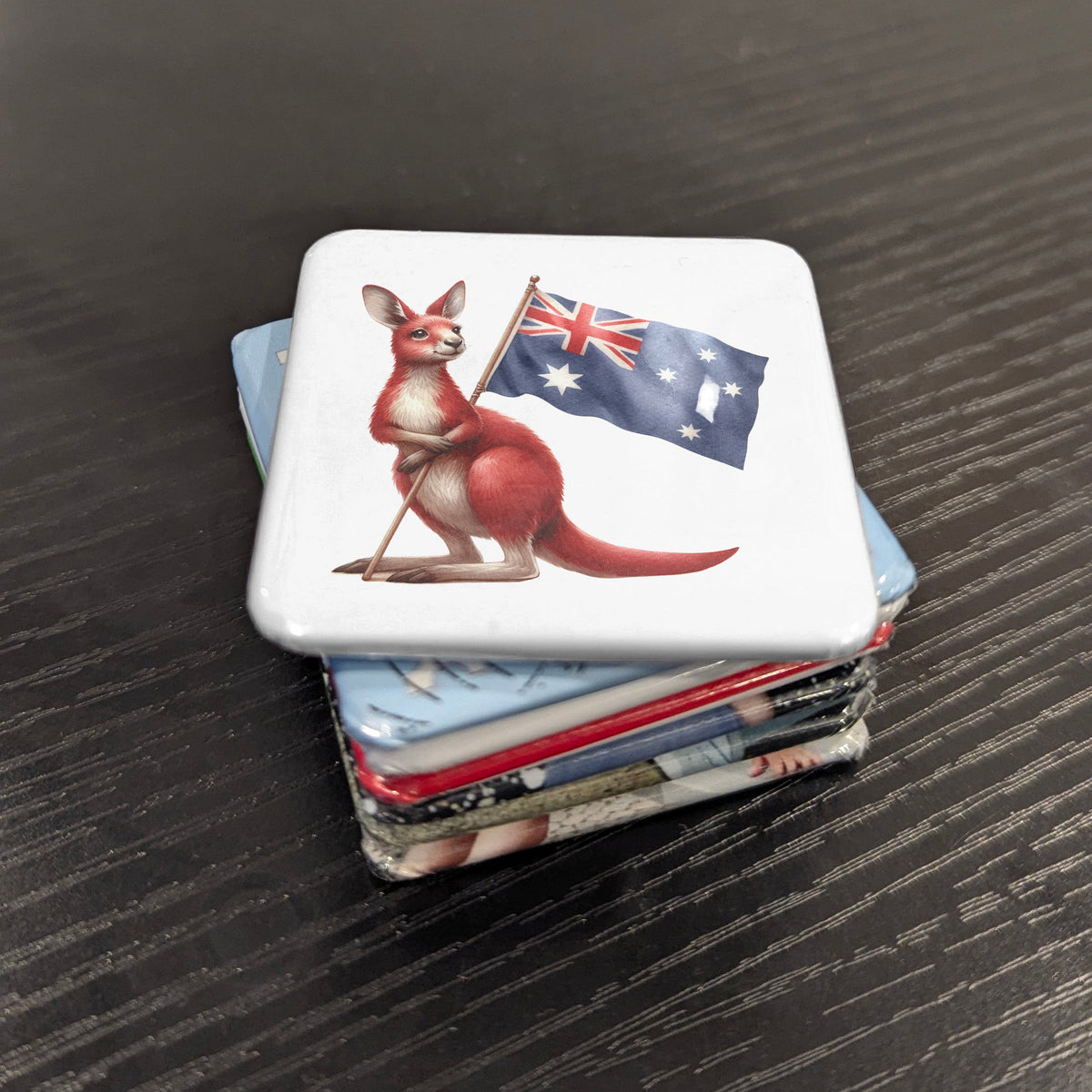 Australia Oceania Magnet | Red Kangaroo Under the Southern Cross | 2x2 | Made in Canada