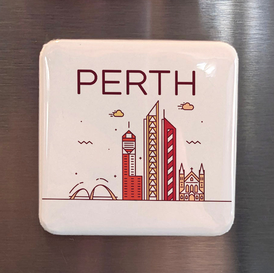Perth Australia Oceania Magnet | Sunniest City on the Indian Ocean | 2x2 | Made in Canada