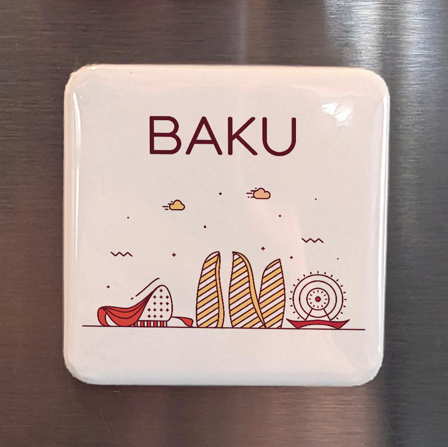 Baku Azerbaijan Asia Magnet | City of Winds on the Caspian Shore | 2x2 | Made in Canada
