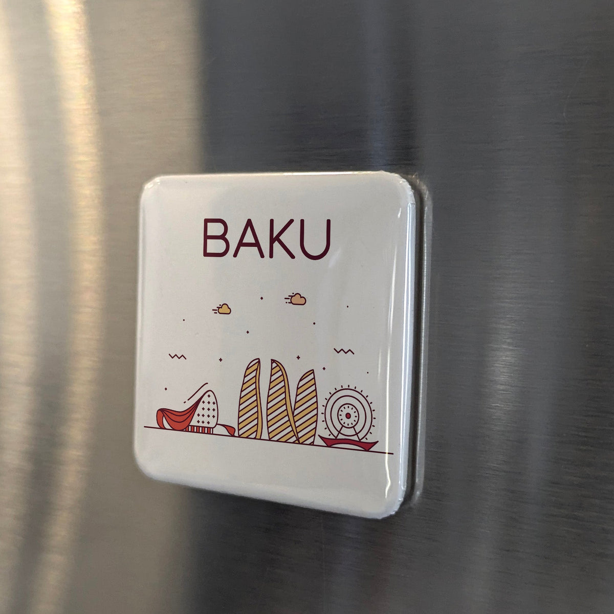 Baku Azerbaijan Asia Magnet | City of Winds on the Caspian Shore | 2x2 | Made in Canada