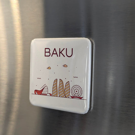 Baku Azerbaijan Asia Magnet | City of Winds on the Caspian Shore | 2x2 | Made in Canada - PhiloPerse