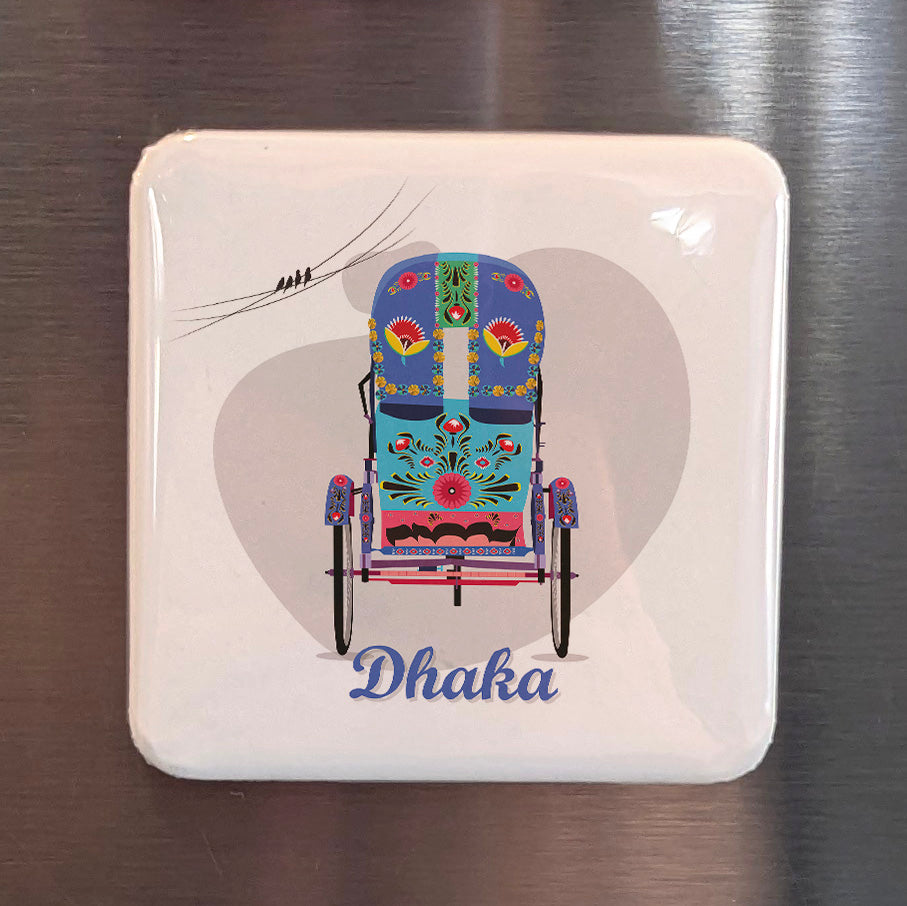 Dhaka Bangladesh Asia Magnet | Rickshaw Capital of the Bengal Delta | 2x2 | Made in Canada