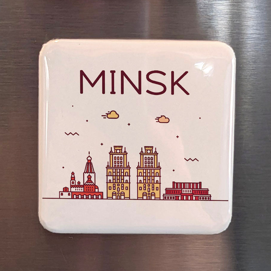 Minsk Belarus Magnet | Svislach River Skyline of the Belarusian Capital | 2x2 | Made in Canada