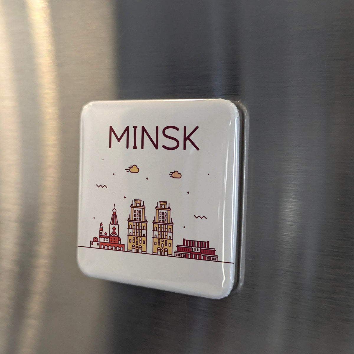 Minsk Belarus Magnet | Svislach River Skyline of the Belarusian Capital | 2x2 | Made in Canada