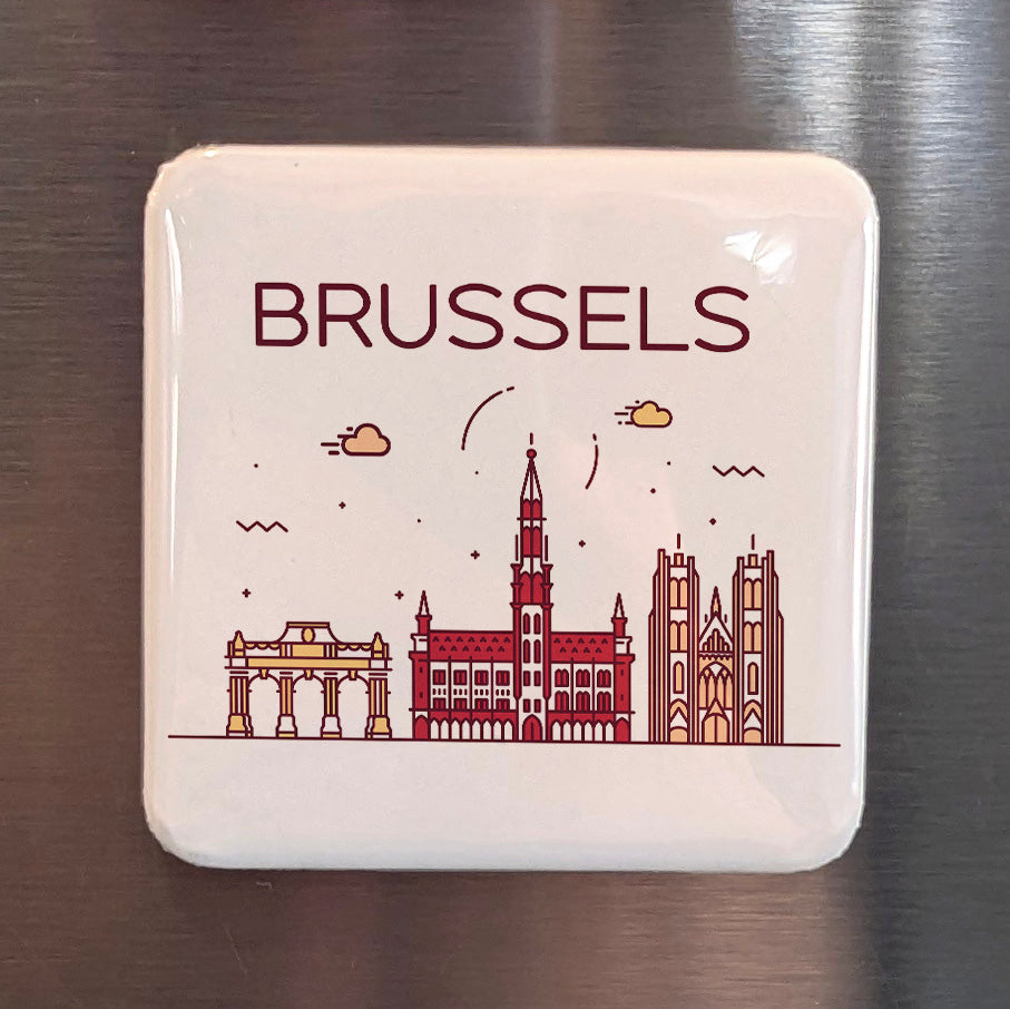 Brussels Belgium Magnet | Capital of the European Union on the Senne | 2x2 | Made in Canada