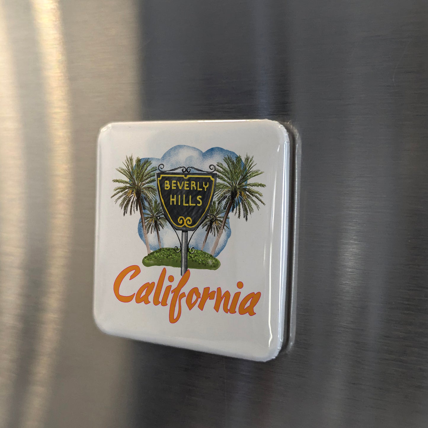 Beverly Hills California Magnet | Iconic Sign & Palm Trees | 2×2 | Made in Canada - PhiloPerse