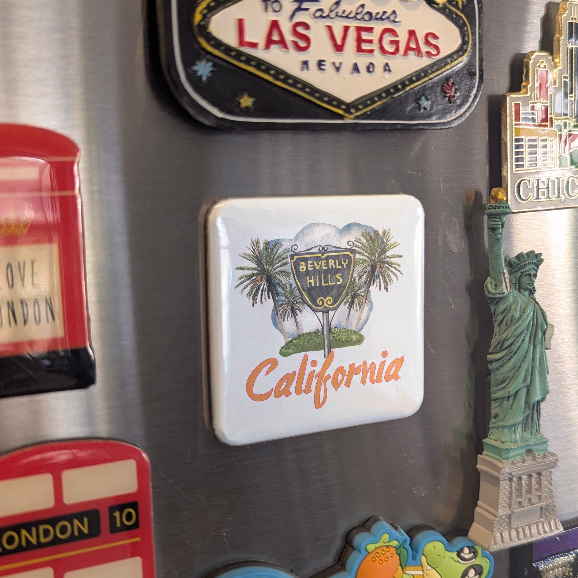 Beverly Hills California Magnet | Iconic Sign & Palm Trees | 2×2 | Made in Canada - PhiloPerse