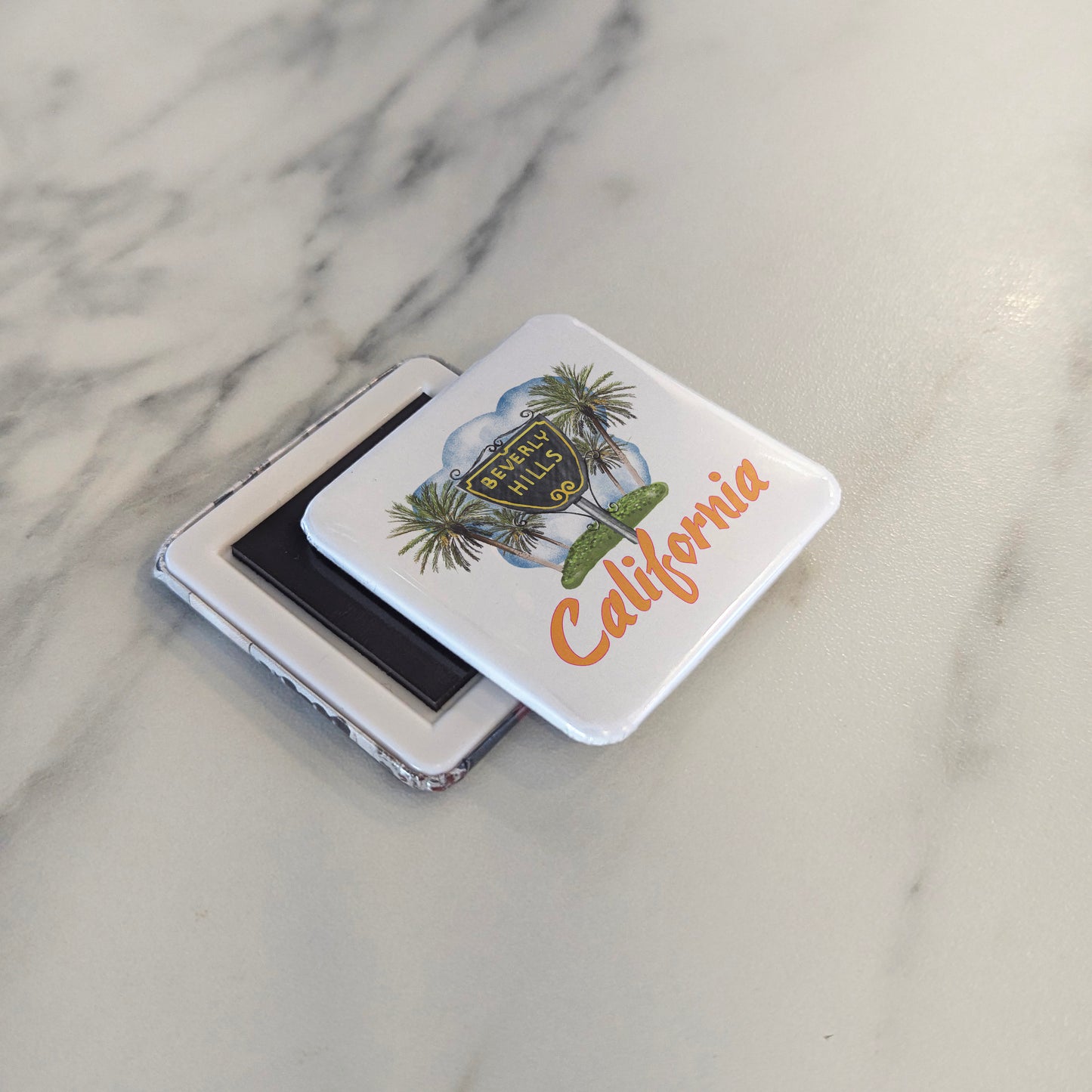 Beverly Hills California Magnet | Iconic Sign & Palm Trees | 2×2 | Made in Canada - PhiloPerse