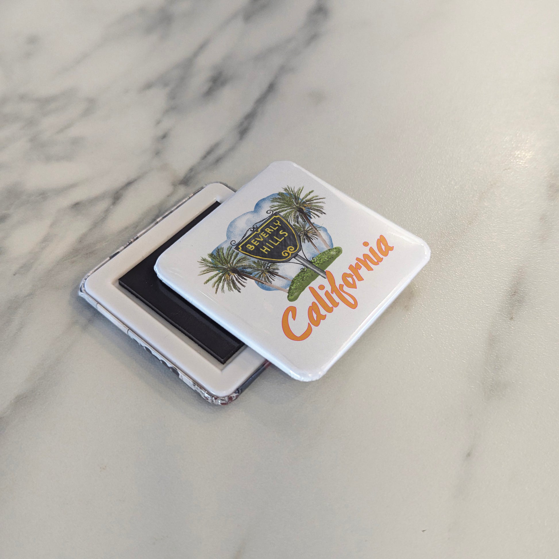 Beverly Hills California Magnet | Iconic Sign & Palm Trees | 2×2 | Made in Canada - PhiloPerse