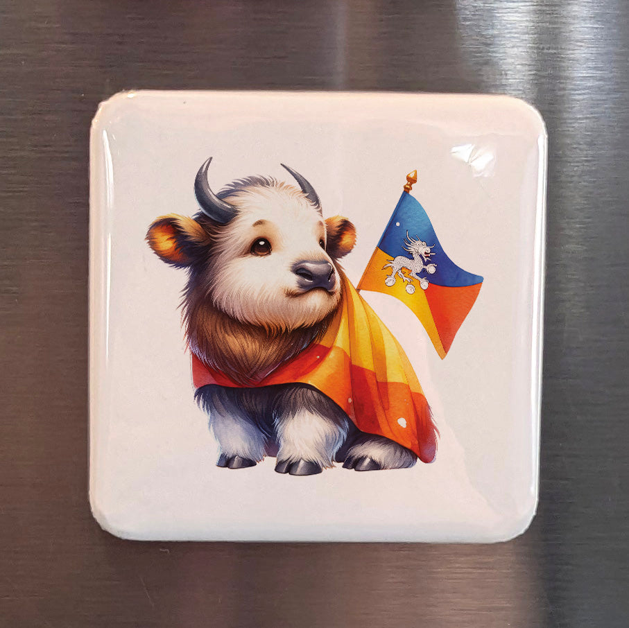 Bhutan Asia Magnet | Yak of the Land of the Thunder Dragon | 2x2 | Made in Canada