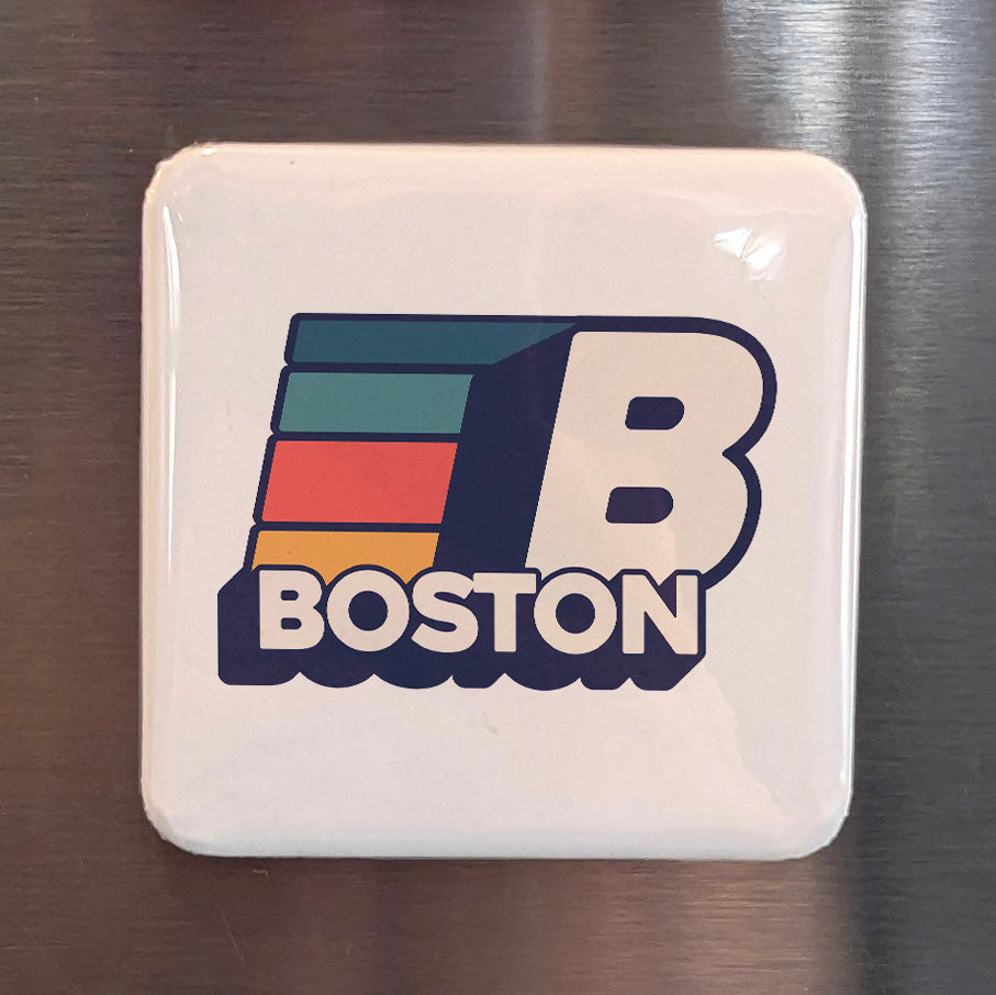 Boston Massachusetts Magnet | Retro B Logo | 2×2 | Made in Canada - PhiloPerse