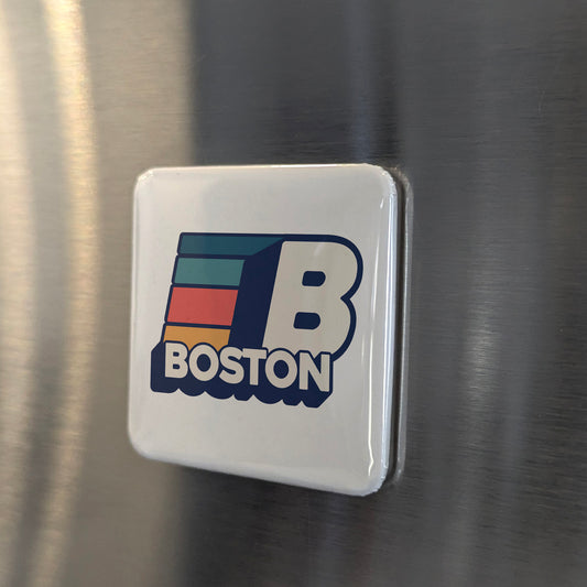 Boston Massachusetts Magnet | Retro B Logo | 2×2 | Made in Canada - PhiloPerse
