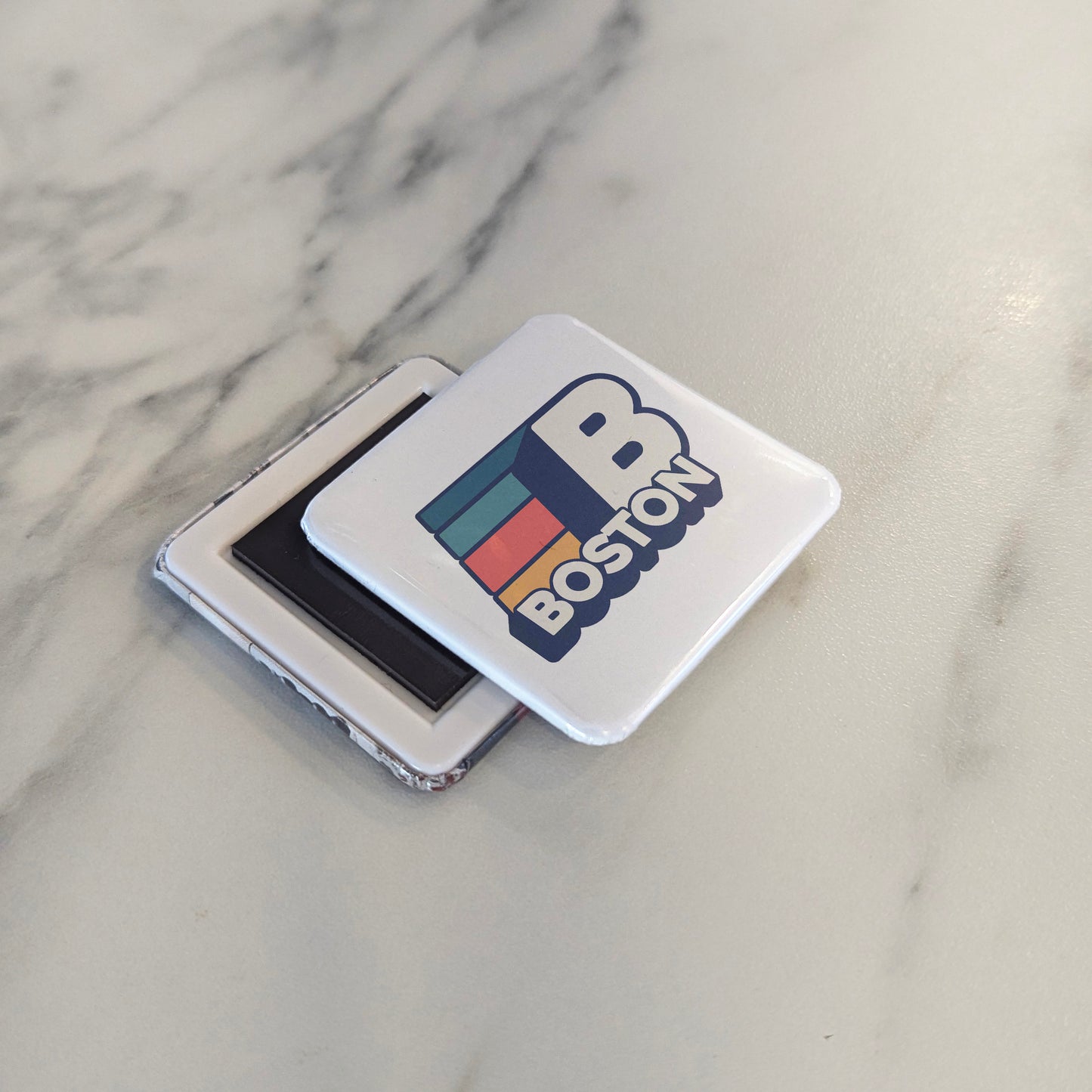 Boston Massachusetts Magnet | Retro B Logo | 2×2 | Made in Canada - PhiloPerse