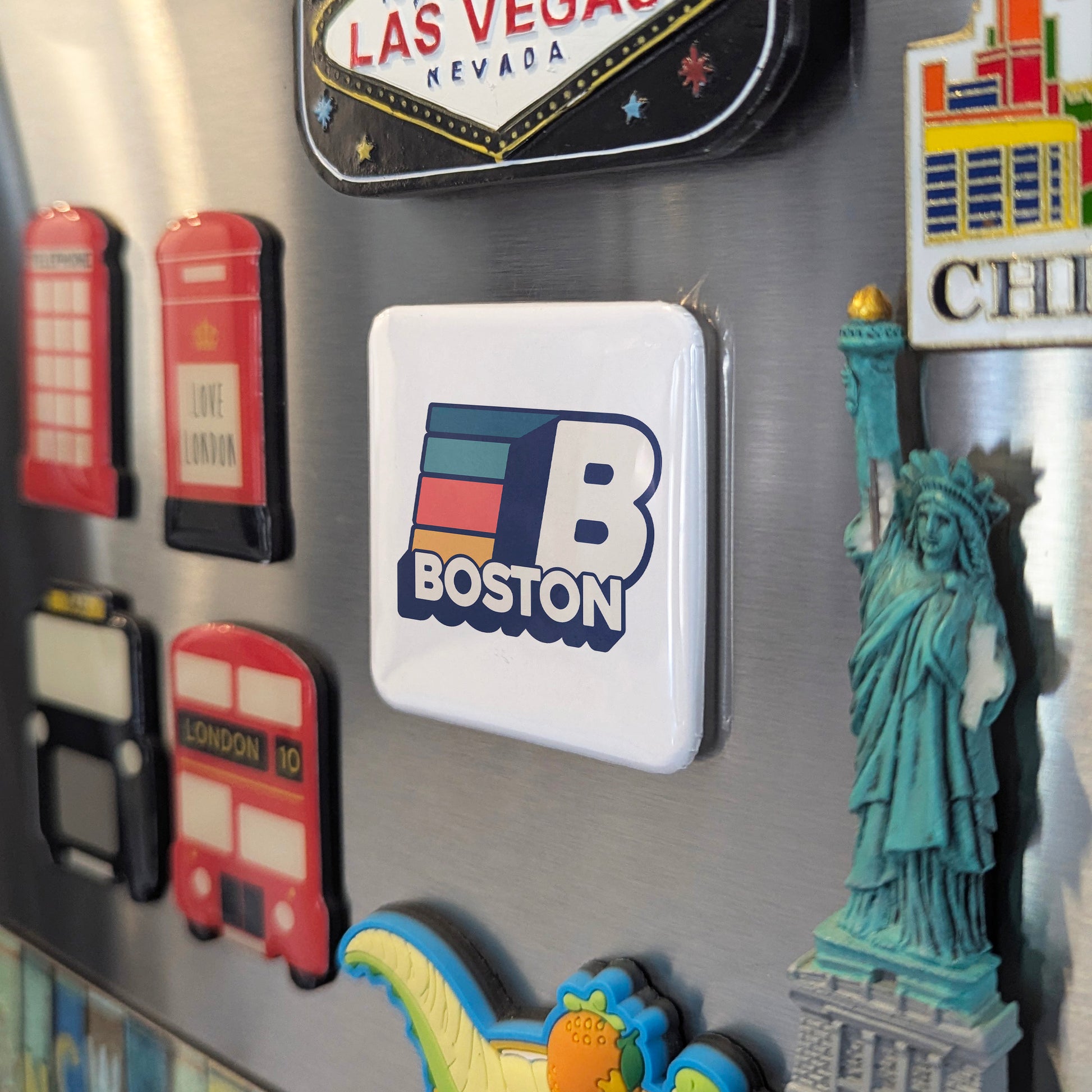 Boston Massachusetts Magnet | Retro B Logo | 2×2 | Made in Canada - PhiloPerse