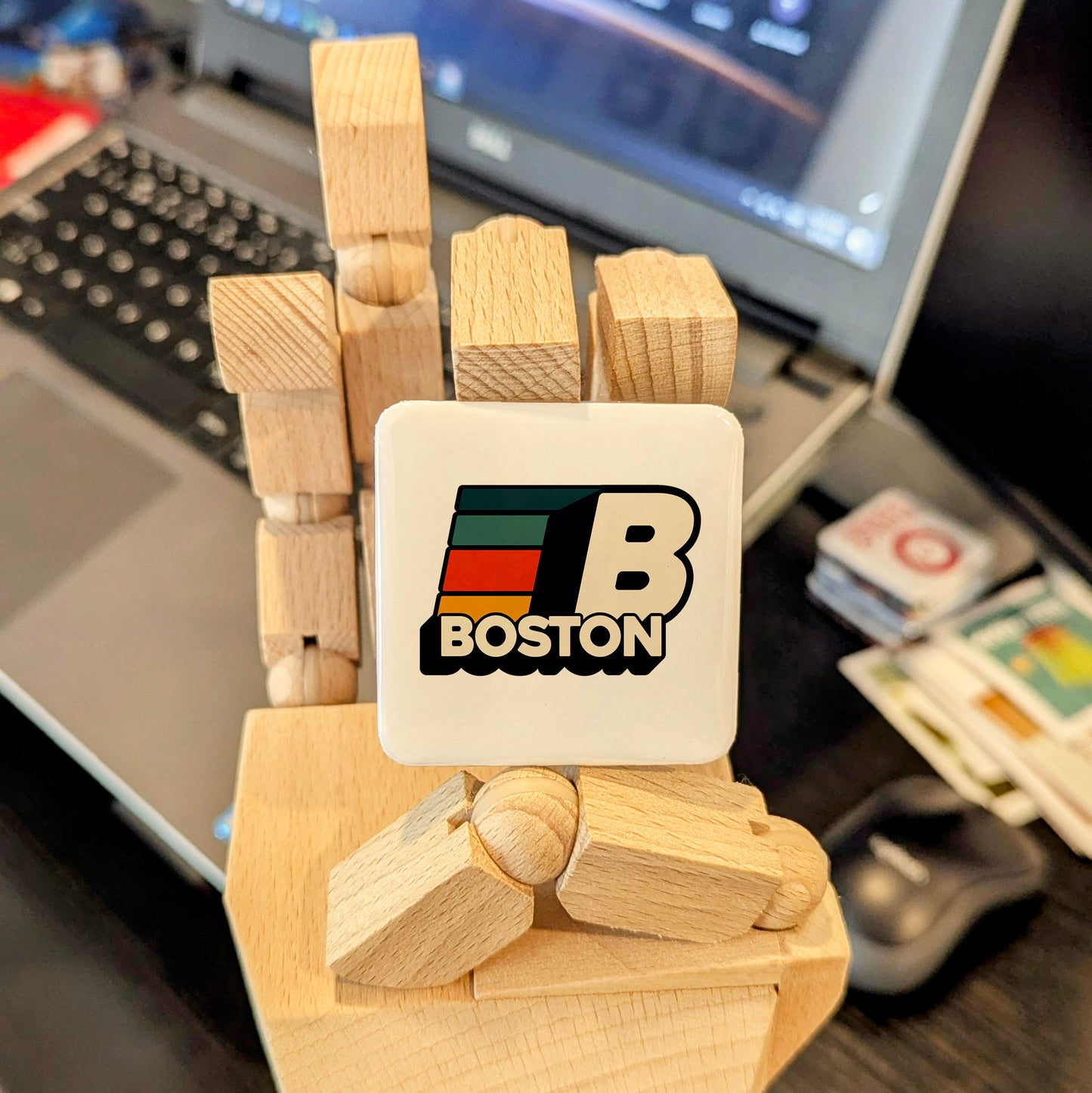 Boston Massachusetts Magnet | Retro B Logo | 2×2 | Made in Canada - PhiloPerse
