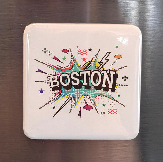 Boston Massachusetts Magnet | Pop Art Explosion | 2×2 | Made in Canada - PhiloPerse