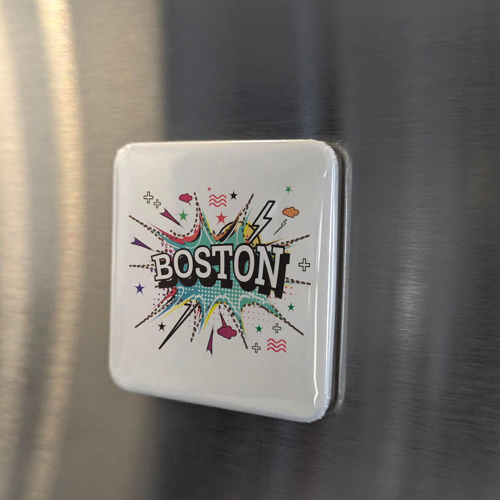 Boston Massachusetts Magnet | Pop Art Explosion | 2×2 | Made in Canada - PhiloPerse