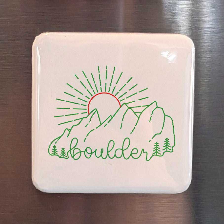 Boulder Colorado Magnet | Mountain Sunrise | 2×2 | Made in Canada - PhiloPerse