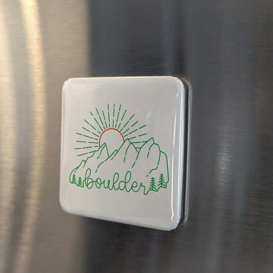 Boulder Colorado Magnet | Mountain Sunrise | 2×2 | Made in Canada - PhiloPerse