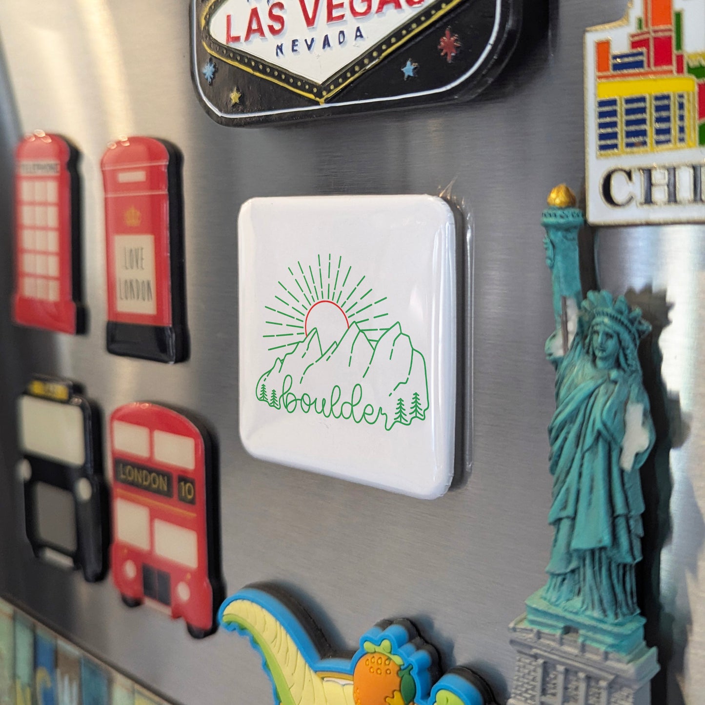 Boulder Colorado Magnet | Mountain Sunrise | 2×2 | Made in Canada - PhiloPerse