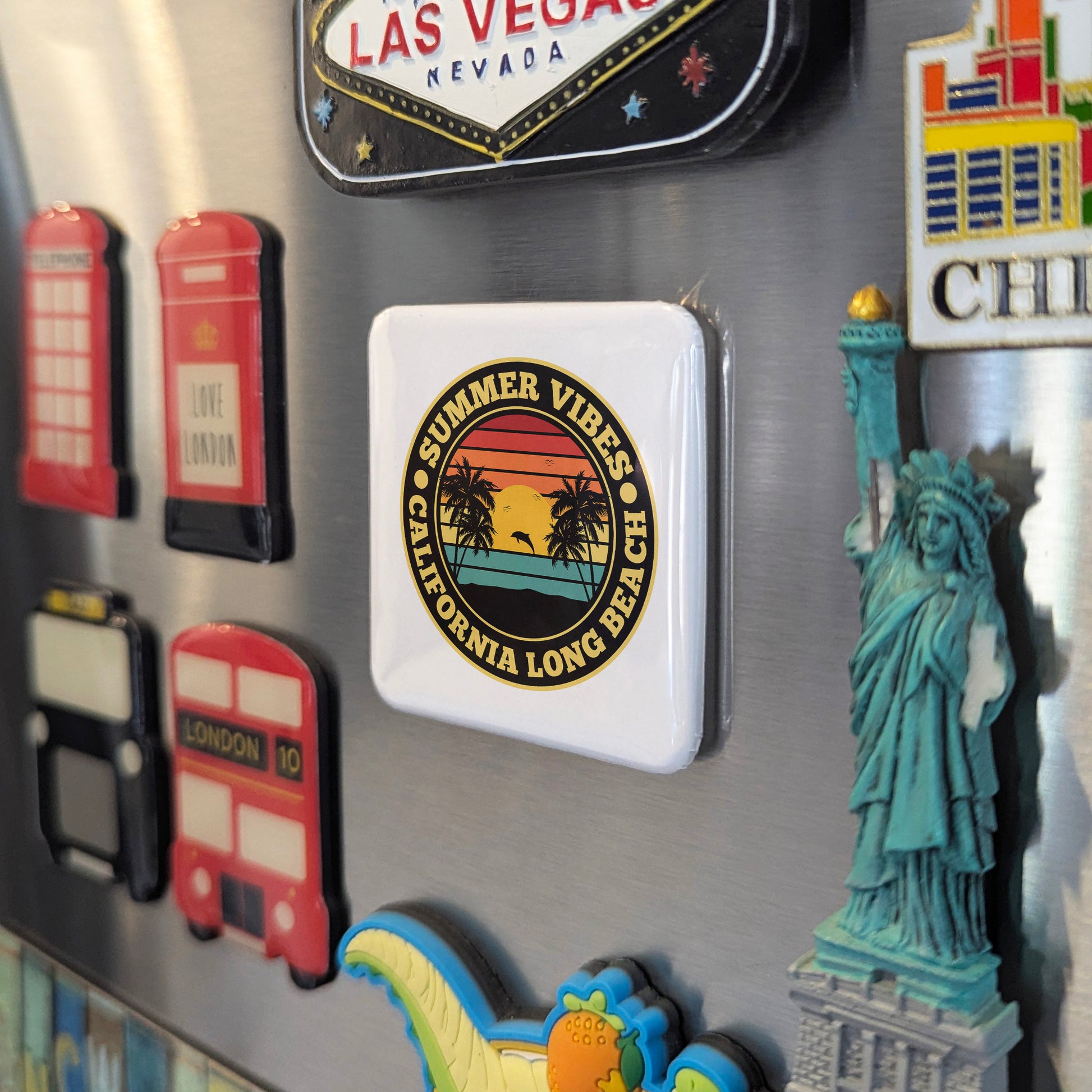 Long Beach California Magnet | Summer Vibes | 2×2 | Made in Canada - PhiloPerse