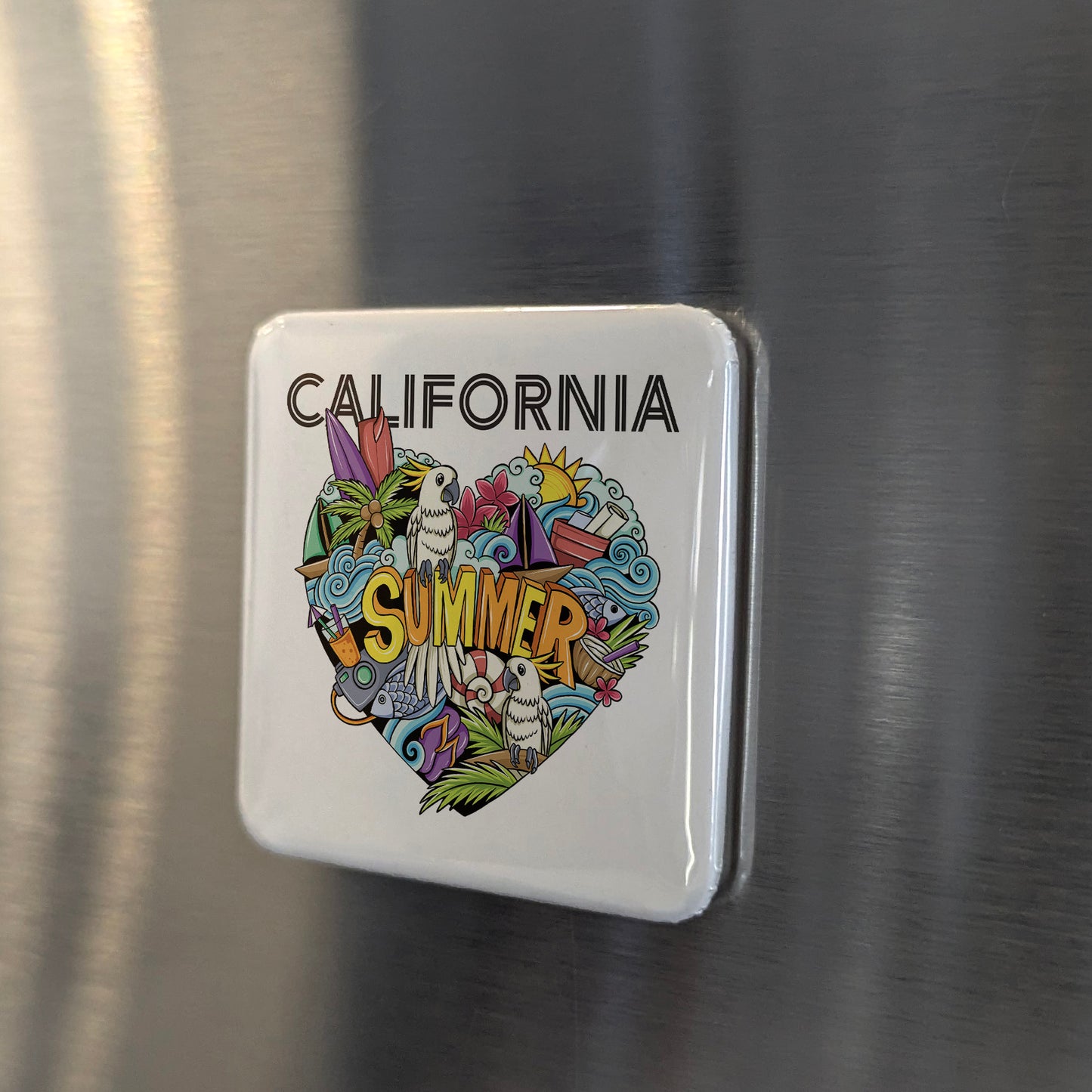 California Magnet | California Summer Heart | 2×2 | Made in Canada - PhiloPerse